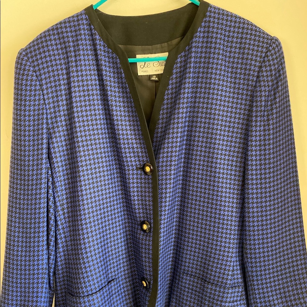 Cobalt blue and black suit coat